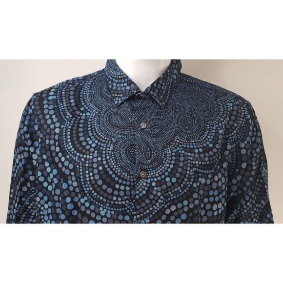 PERRY ELLIS Mens 2X Slim Fit Blue's Circle Abstract Print Button Down Shirt - Picture 3 of 16